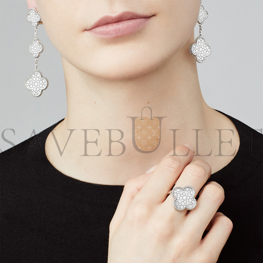 v*n cl*f arpels magic alhambra earrings, 3 motifs - white gold, Di*m*nd vcarn9mr00